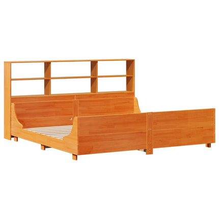 seng med reol uden madras 180x200 cm massivt træ gyldenbrun