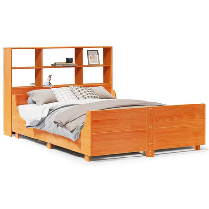 seng med reol uden madras 150x200 cm massivt træ gyldenbrun
