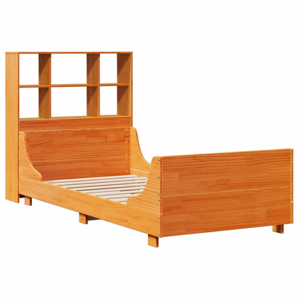 seng med reol uden madras 100x200cm massivt træ gyldenbrun