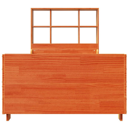 seng med reol uden madras 100x200cm massivt træ gyldenbrun