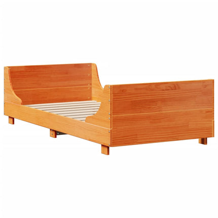 seng med reol uden madras 100x200cm massivt træ gyldenbrun