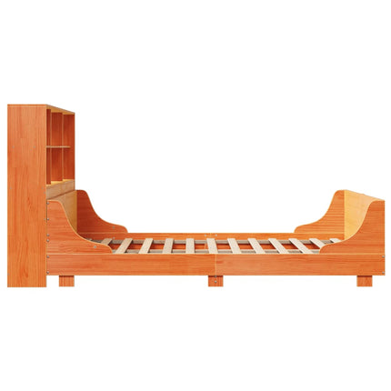 seng med reol uden madras 140x190 cm massivt træ gyldenbrun