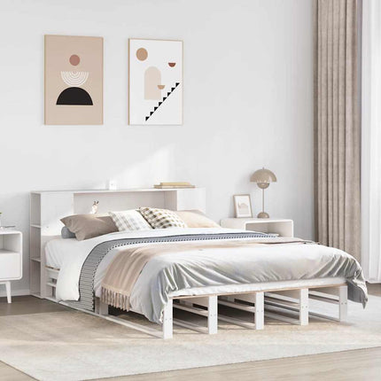 seng med reol uden madras 160x200 cm massivt træ hvid