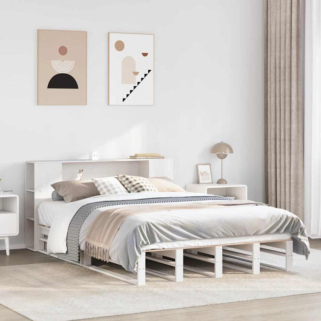 seng med reol uden madras 160x200 cm massivt træ hvid