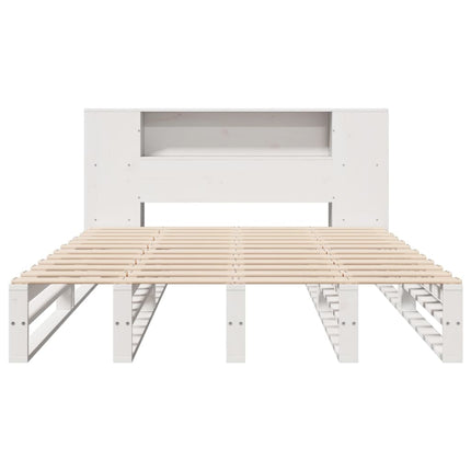 seng med reol uden madras 135x190 cm massivt træ hvid