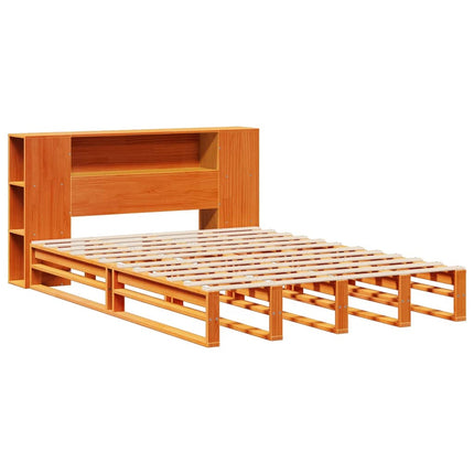 seng med reol uden madras 135x190 cm massivt træ brun