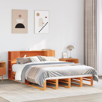 seng med reol uden madras 135x190 cm massivt træ brun