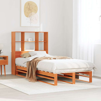 seng med reol uden madras 100x200cm massivt træ gyldenbrun