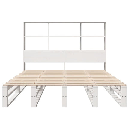 seng med reol uden madras 160x200 cm massivt træ hvid