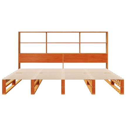 seng med reol uden madras 180x200 cm massivt træ gyldenbrun