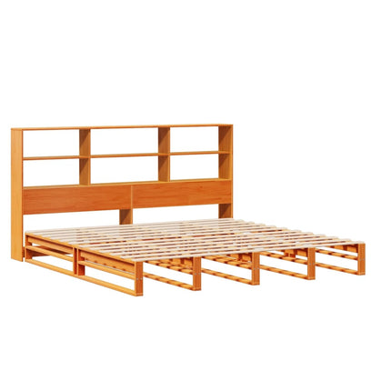 seng med reol uden madras 200x200 cm massivt træ gyldenbrun