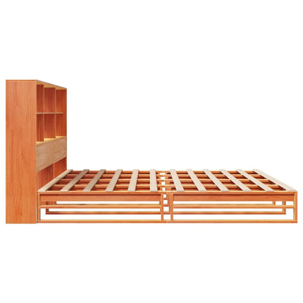 seng med reol uden madras 200x200 cm massivt træ gyldenbrun