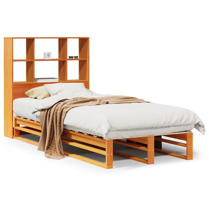 seng med reol uden madras 75x190 cm massivt træ gyldenbrun