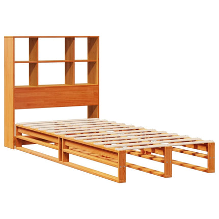seng med reol uden madras 75x190 cm massivt træ gyldenbrun