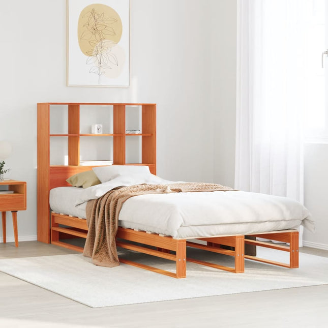 seng med reol uden madras 75x190 cm massivt træ gyldenbrun