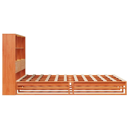 seng med reol uden madras 140x190 cm massivt træ gyldenbrun