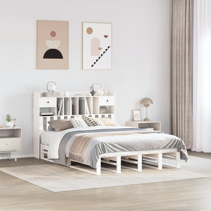 seng med reol uden madras 160x200 cm massivt fyrretræ hvid