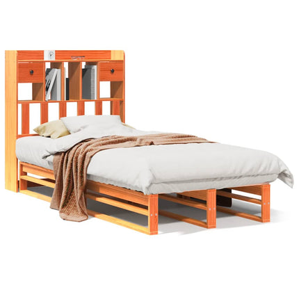 seng med reol uden madras 75x190 cm massivt fyrretræ gyldenbrun