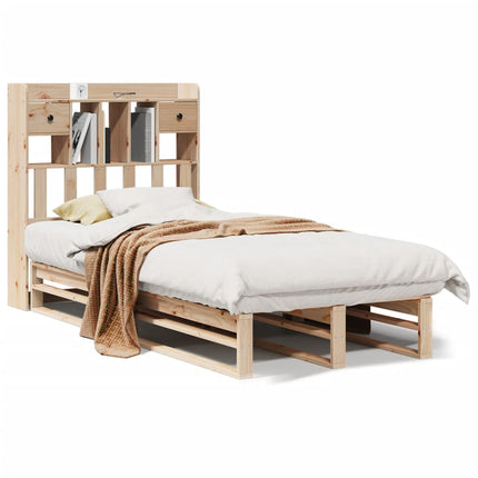 seng med reol uden madras 90x190 cm massivt fyrretræ
