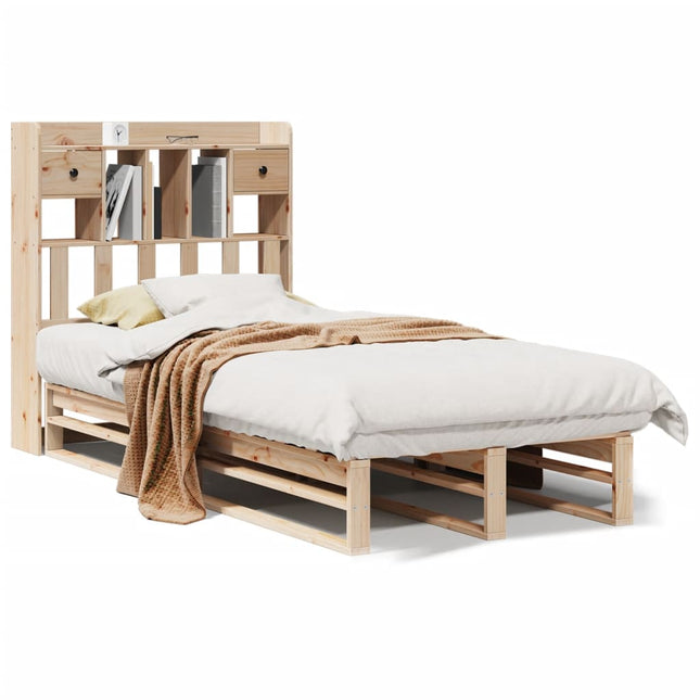 seng med reol uden madras 90x190 cm massivt fyrretræ