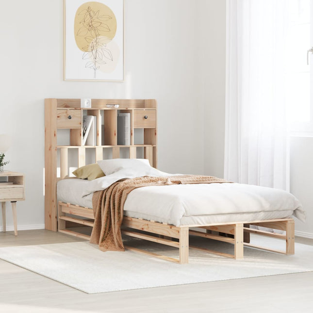seng med reol uden madras 90x190 cm massivt fyrretræ