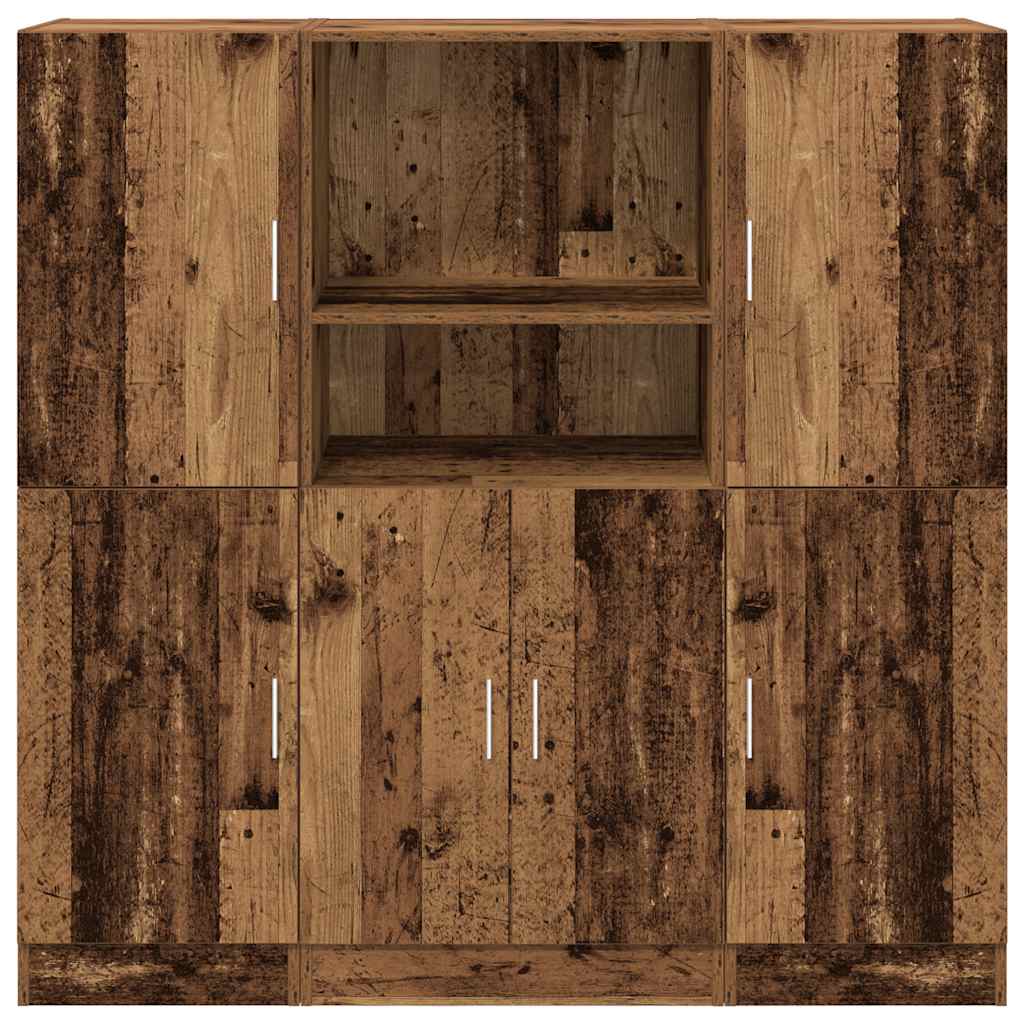 køkkenskabssæt 3 dele konstrueret træ antikt træ