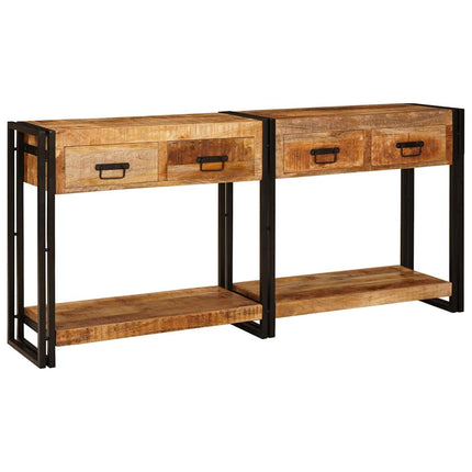 Konsolborde 2 pcs Brun 161 x 33 x 75 cm Massivt mangotræ