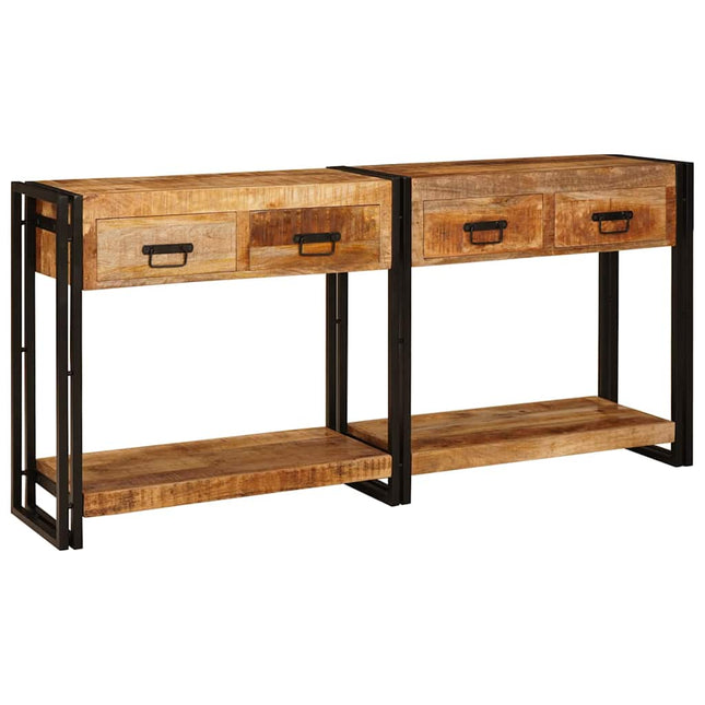 Konsolborde 2 pcs Brun 161 x 33 x 75 cm Massivt mangotræ