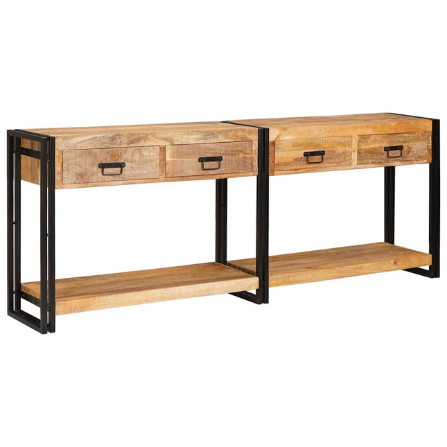 Konsolborde 2 pcs Brun 200 x 33 x 75 cm Massivt mangotræ