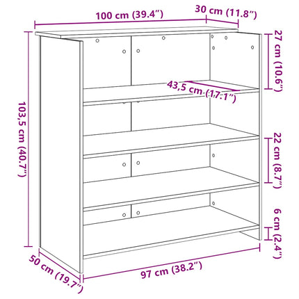 receptionsskranke antikt træ 100x50x103,5 cm konstrueret træ