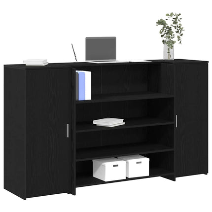 receptionsdisk sort egetræ 180x50x103,5 cm konstrueret træ