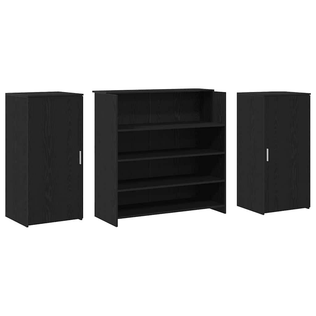 receptionsdisk sort egetræ 200x50x103,5 cm konstrueret træ