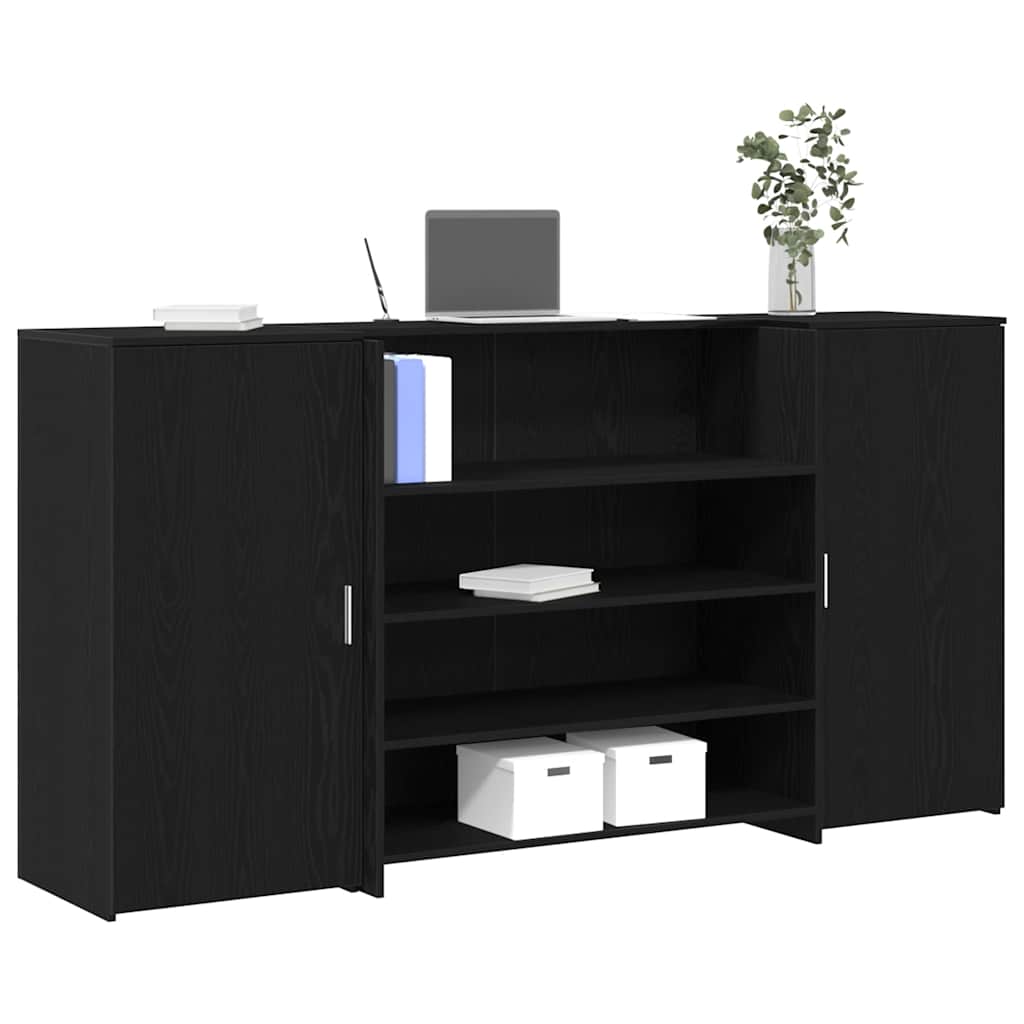 receptionsdisk sort egetræ 200x50x103,5 cm konstrueret træ