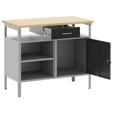 Arbejdsbænk Sort og grå 100 x 55 x 85 cm Ingeniørtræ og stål