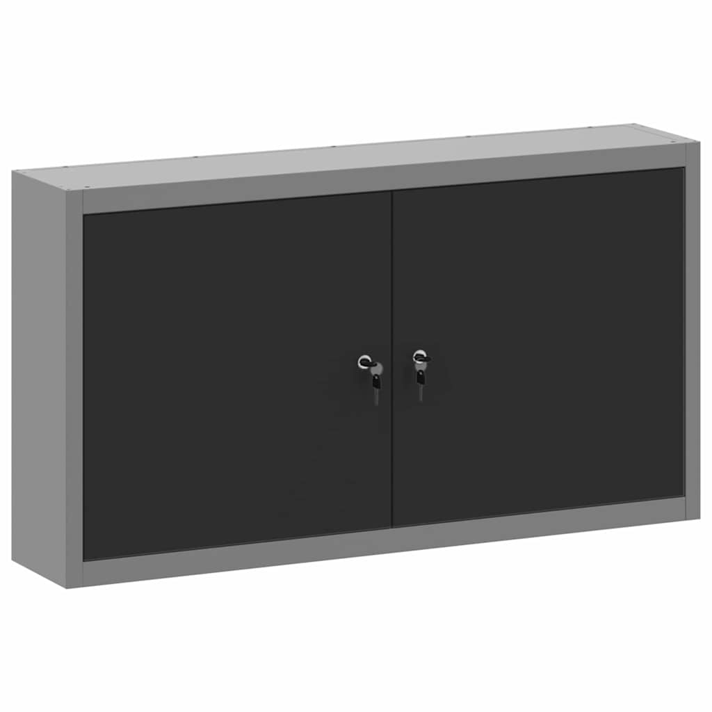 Værktøjsskab Sort og grå 100 x 20 x 55 cm Ingeniørtræ og stål