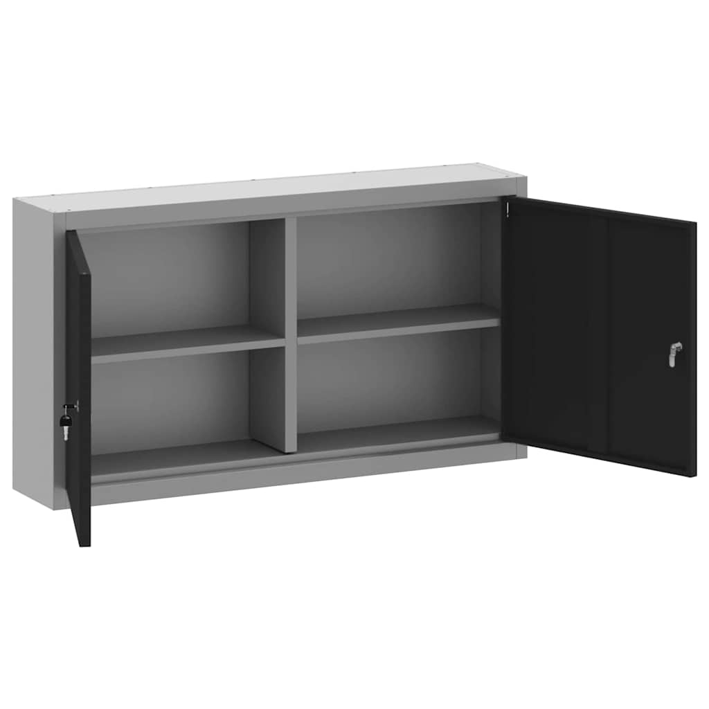 Værktøjsskab Sort og grå 100 x 20 x 55 cm Ingeniørtræ og stål