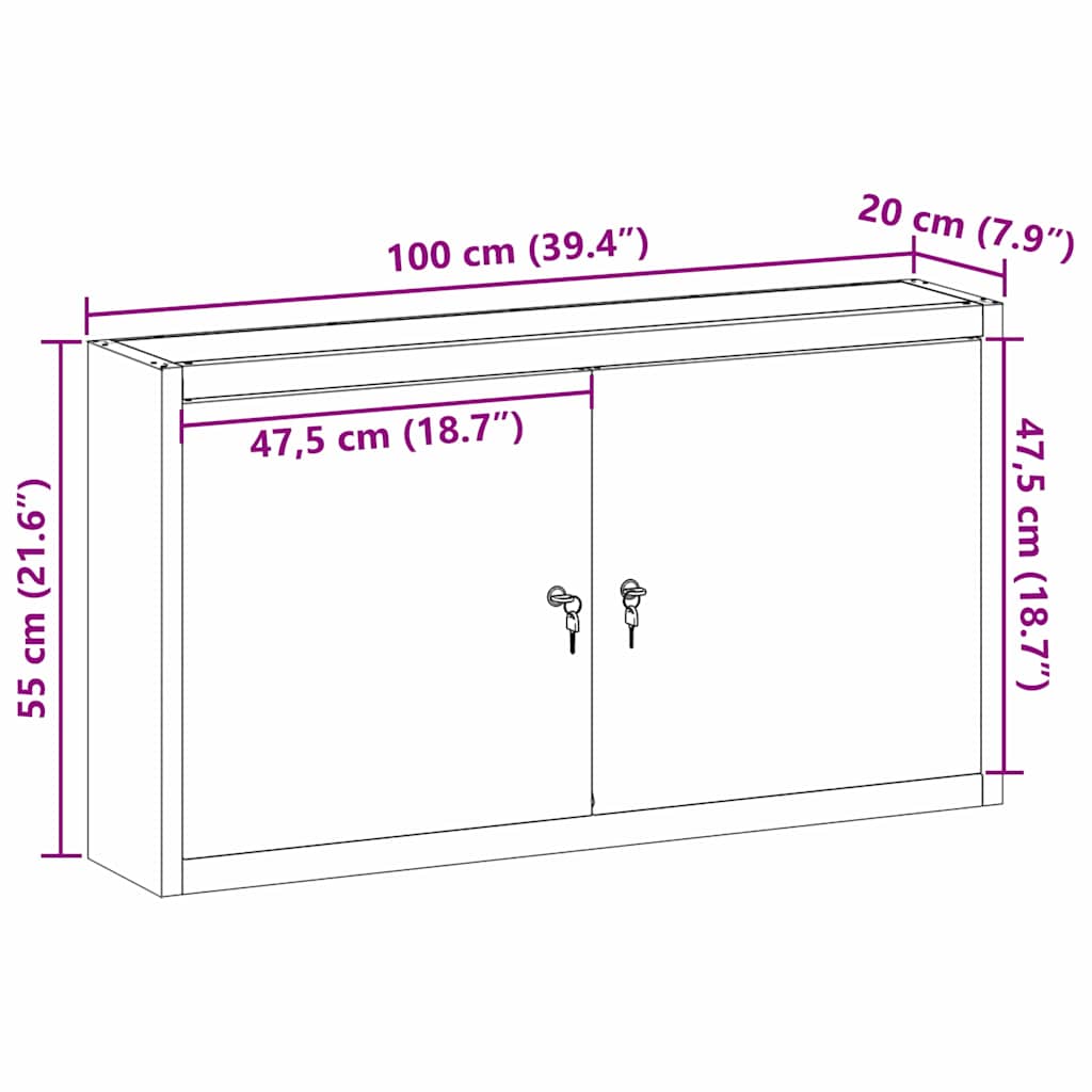 Værktøjsskab Rød og Grå 100 x 20 x 55 cm Ingeniørtræ og stål