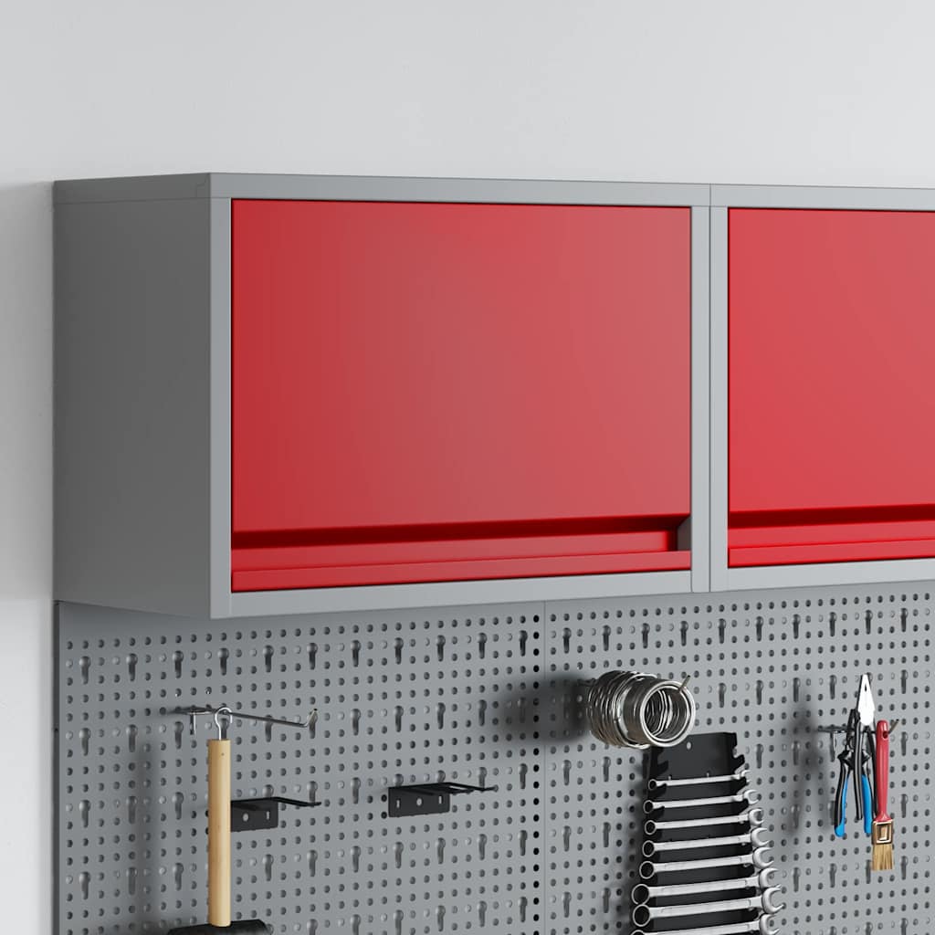 Værktøjsskab Rød og Grå 50 x 25 x 35 cm Ingeniørtræ og stål