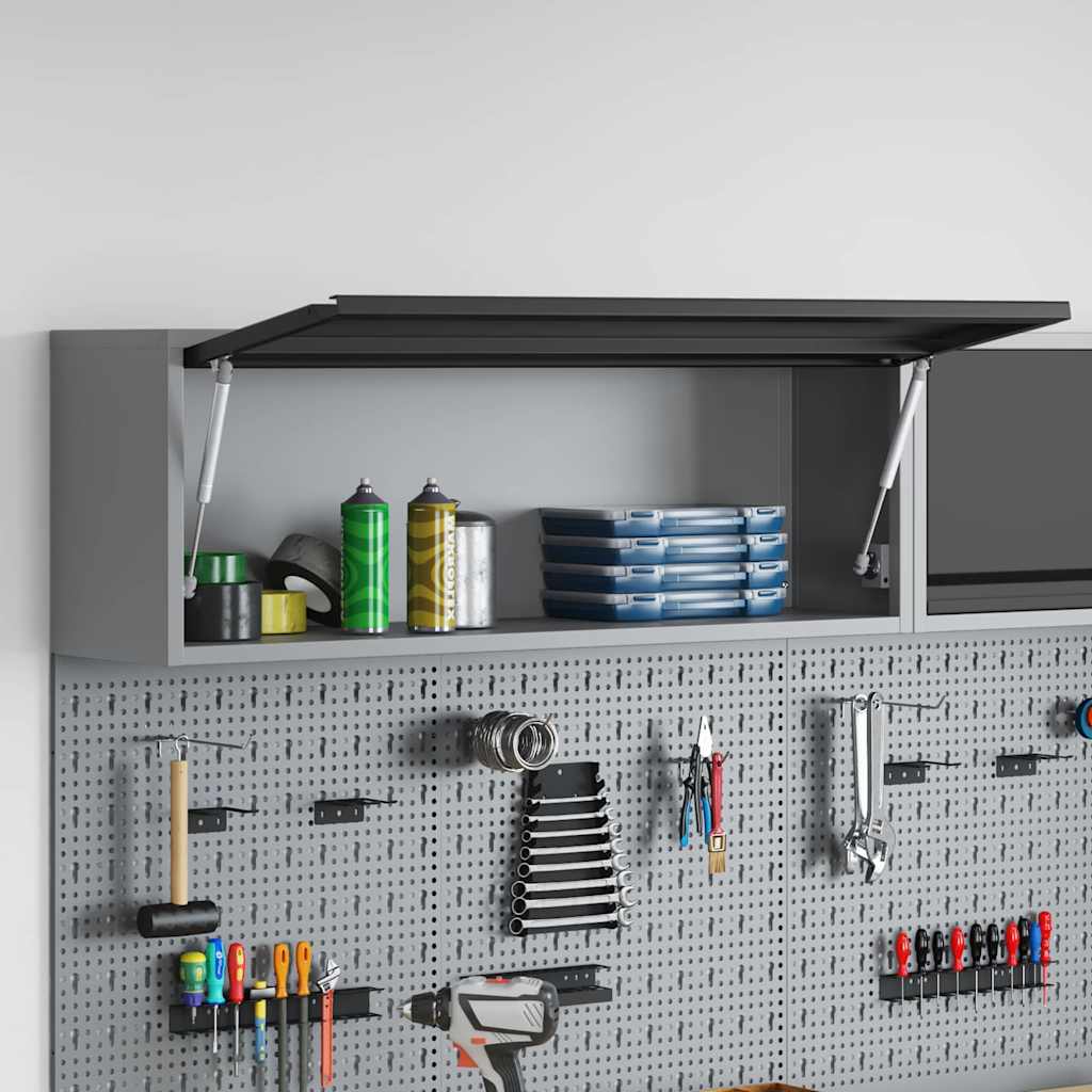 Værktøjsskab Sort og grå 100 x 25 x 35 cm Ingeniørtræ og stål