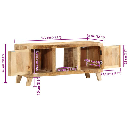 tv-bord 105x46x32 cm massivt ru mangotræ