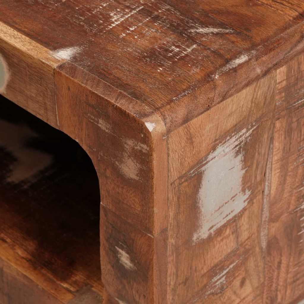 Endebord med hylde Brun 40 x 40 x 49 cm Solid genbrugs træ