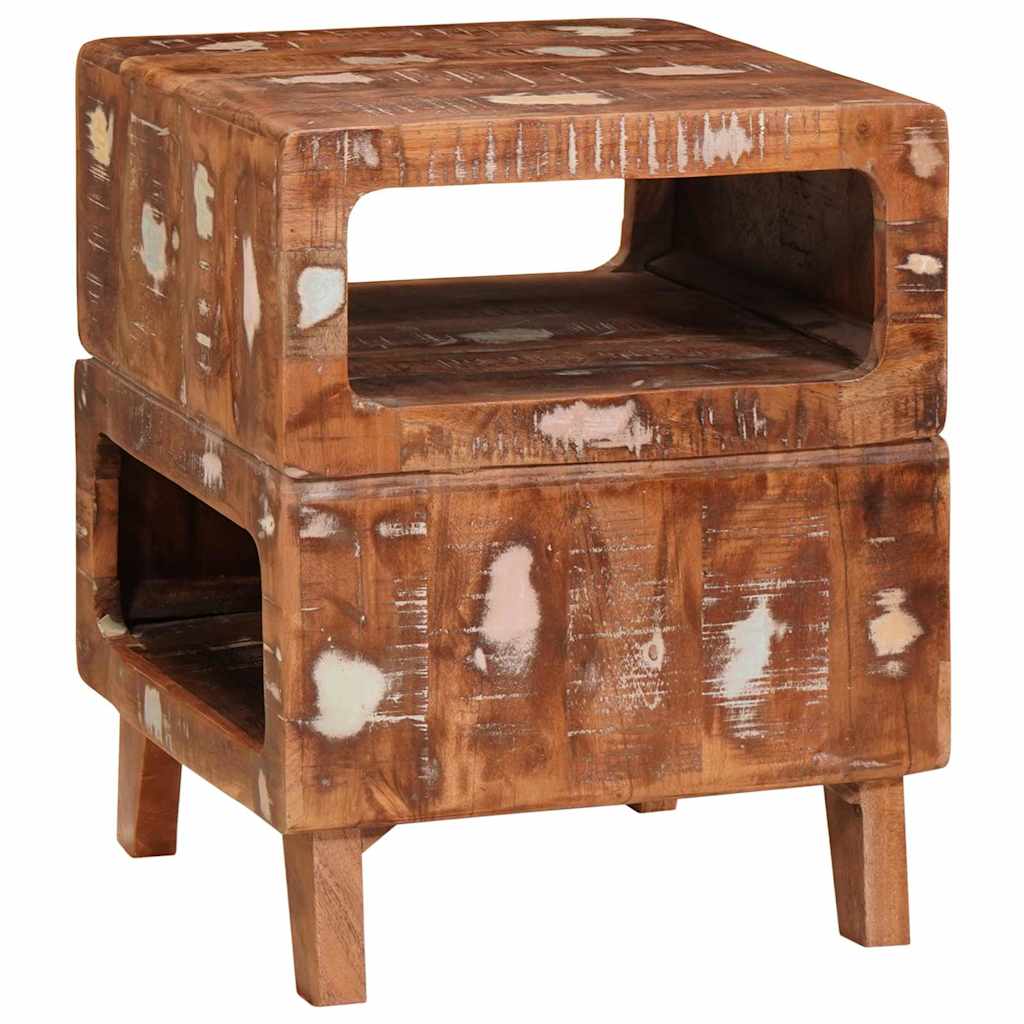 Endebord med hylde Brun 40 x 40 x 49 cm Solid genbrugs træ