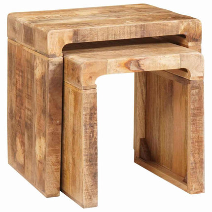 Indskudsborde 2 stk. Brun 46 x 40 x 46 cm Massivt mangotræ