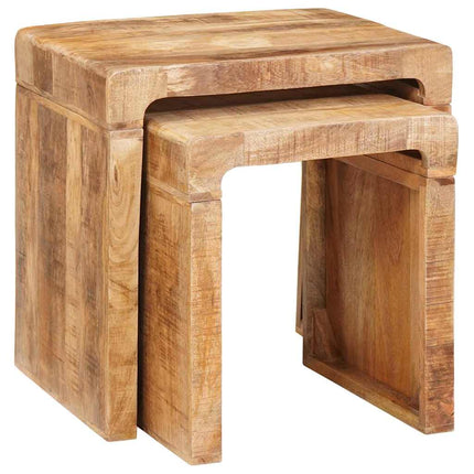Indskudsborde 2 stk. Brun 46 x 40 x 46 cm Massivt mangotræ