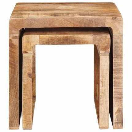 Indskudsborde 2 stk. Brun 46 x 40 x 46 cm Massivt mangotræ