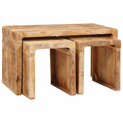 Nesting Bord 3 stk. Brun 82 x 40 x 46 cm Massivt mangotræ