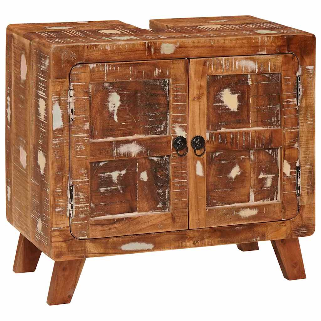 Badeværelsesskab med dør Massivt genbrugstræ & Konstrueret træ