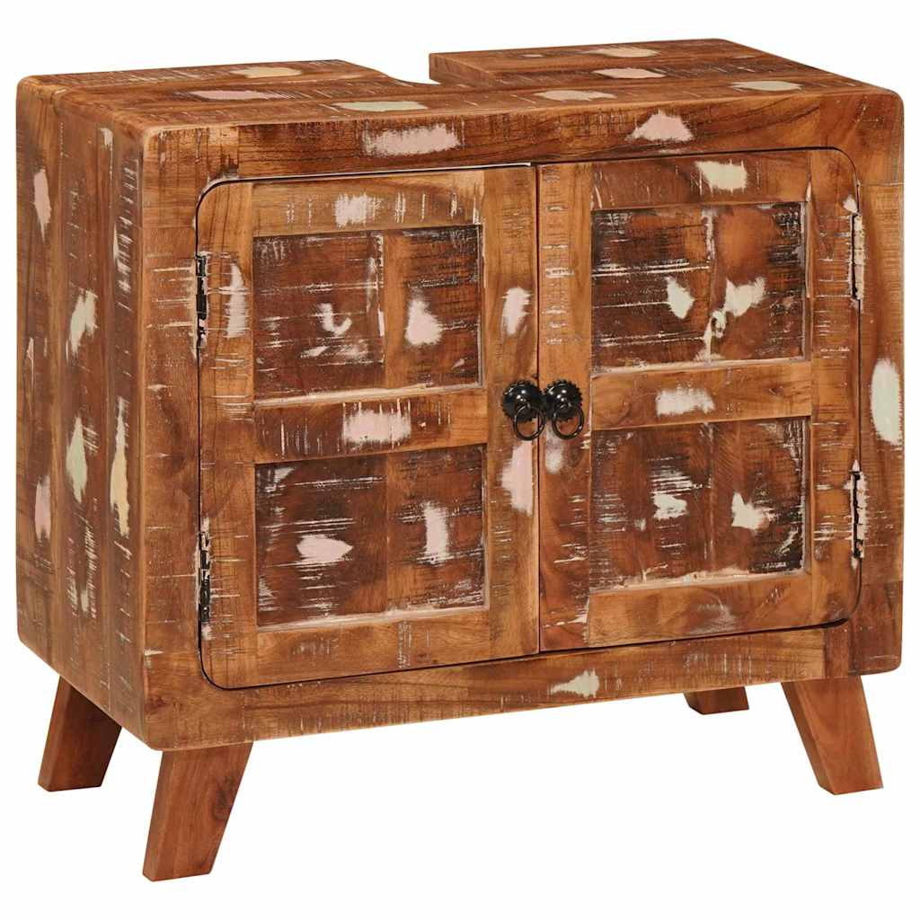 Badeværelsesskab med dør Massivt genbrugstræ & Konstrueret træ