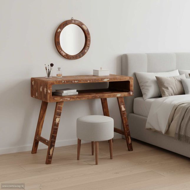 Klædeskab med spejl Brun 90 x 76 x 45 cm Solid genbrugs træ