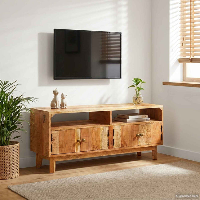 Opbevaringsskabe med dør Brun 110 x 30 x 45 cm Massivt mangotræ